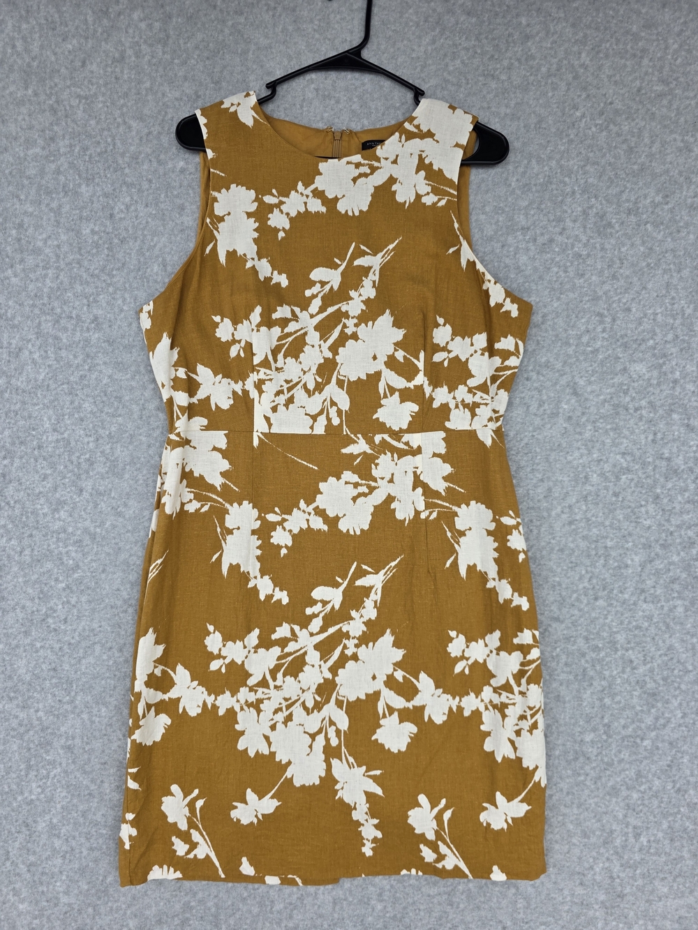 Ann Taylor Factory Mustard and White Floral Sleeveless Dress Size 12